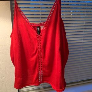 Red flowy top